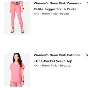 Women's Figs Neon Pink Catarina One-Pocket Scrub Top & Jogger SET.